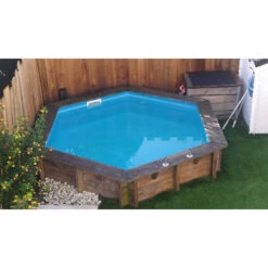 Piscine En Bois Hexagonale Ubbink Azura 4,10 X 1,20 M - Liner Bleu + Bâche à Bulles -Equipements De Piscine 410 2 ubbink azura