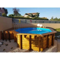 Piscine En Bois Octogonale Ubbink Océa 4,30 X 1,20 M - Liner Bleu -Equipements De Piscine 7504505 piscine bois octogonale ubbink ocea 430 bleu ambiance