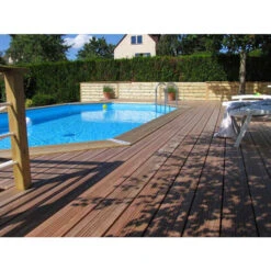 Piscine En Bois Octogonale Ubbink Océa 6,10 X 4,00 X 1,30 M - Liner Bleu -Equipements De Piscine 7504508 piscine bois octogonale ubbink ocea 400 610 bleu ambiance 2
