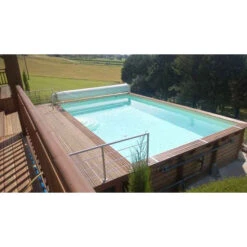 Piscine En Bois Rectangulaire Ubbink Linéa 6,50 X 3,50 X 1,40 M - Liner Beige -Equipements De Piscine 7504762 piscine bois rectangulaire ubbink linea 350 650 beige