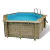 Piscine En Bois Hexagonale Ubbink Azura 4,10 X 1,20 M - Liner Bleu + Bâche à Bulles -Equipements De Piscine azura 410 fond blanc
