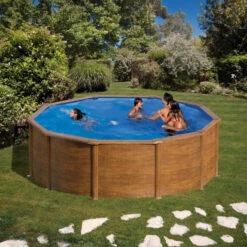 GRE Piscine Ronde Acier Gré Pacific Imitation Bois - 4,60 X 1,20 M 8 GRE Piscine Ronde Acier Gré Pacific Imitation Bois - 4,60 X 1,20 M -Equipements De Piscine kit460w piscine ronde acier gre pacific imitation bois 460 120 ambiance