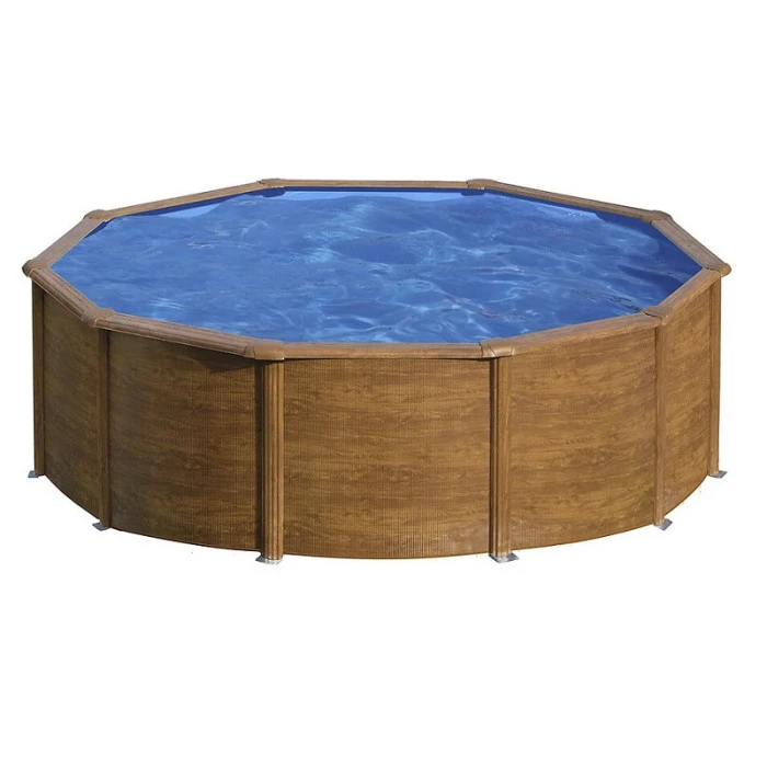 GRE Piscine Ronde Acier Gré Pacific Imitation Bois - 4,60 X 1,20 M 3 GRE Piscine Ronde Acier Gré Pacific Imitation Bois - 4,60 X 1,20 M