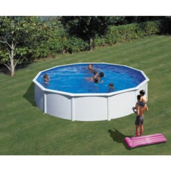 GRE Piscine Ronde Acier Gré Fidji - 5,50 X 1,20 M -Equipements De Piscine kit550eco piscine ronde acier gre fidji 550 120 ambiance