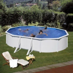GRE Piscine Ovale Acier Gré Fidji - 6,10 X 3,75 X 1,20 M -Equipements De Piscine kit610eco piscine ovale acier gre fidji 600 375 120 ambiance