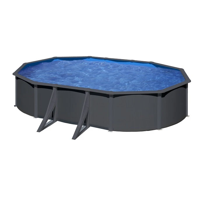 GRE Piscine Ovale Acier Gré Gris Anthracite - 5 X 3 X 1,20 M 3 GRE Piscine Ovale Acier Gré Gris Anthracite - 5 X 3 X 1,20 M