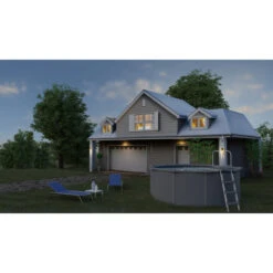 GRE Piscine Ronde Acier Gré Gris Anthracite - Ø 4,60 X 1,20 M -Equipements De Piscine kitpr458gy piscine ronde acier gre gris anthracit 132 460cm ambiance 1