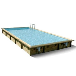 Piscine En Bois Rectangulaire Ubbink Linéa 8,00 X 5,00 X 1,40 M - Liner Bleu -Equipements De Piscine piscine bois linea 500 x 800 h 140 cm liner bleu 1