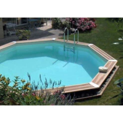 Piscine En Bois Octogonale Ubbink Océa 5,80 X 1,30 M - Liner Beige -Equipements De Piscine piscine bois ocea o 580 x h 130 cm beige 1