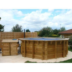 Piscine En Bois Octogonale Ubbink Océa 5,10 X 1,20 M - Liner Bleu -Equipements De Piscine piscine bois octogonale ubbink ocea 580 couverte 3