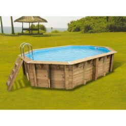 Piscine En Bois Octogonale Ubbink Sunwater 4,90 X 3,00 X 1,20 M - Liner Bleu -Equipements De Piscine piscine en bois ubbink sunwater 300 x 490 studio55 bleu 1