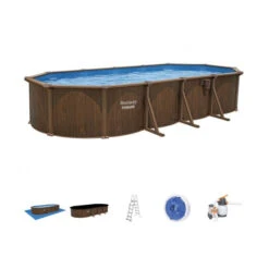 Piscine En Acier Bestway Hydrium Effet Bois - 7,30 X 3,60 X 1,30 M -Equipements De Piscine piscine hors sol acier ovale 730 m x 360 m x 130 m hydrium