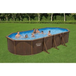 Piscine En Acier Bestway Hydrium Effet Bois - 7,30 X 3,60 X 1,30 M -Equipements De Piscine piscine hors sol acier ovale 730 m x 360 m x 130 m hydrium 1