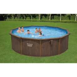 Piscine En Acier Bestway Hydrium Effet Bois Ø 4,90 X H 1,30 M -Equipements De Piscine piscine hors sol acier ronde 488 x 130 m hydrium 1