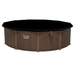 Piscine En Acier Bestway Hydrium Effet Bois Ø 4,90 X H 1,30 M -Equipements De Piscine piscine hors sol acier ronde 488 x 130 m hydrium 3