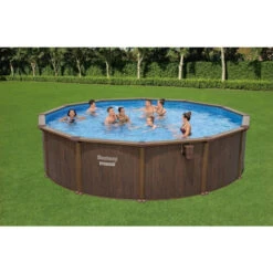 Piscine En Acier Bestway Hydrium Effet Bois Ø 5,50 X H 1,30 M -Equipements De Piscine piscine hors sol acier ronde 549 x 130 m hydrium 1