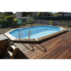 Piscine En Bois Octogonale Ubbink Azura 4,90 X 3,55 X 1,30 M - Liner Bleu -Equipements De Piscine piscine ubbink azura 490 355 130 bleu 1