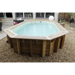 Piscine En Bois Octogonale Ubbink Azura 6,10 X 4 X 1,20 M - Liner Beige -Equipements De Piscine piscine ubbink azura 610 400 120 beige 1