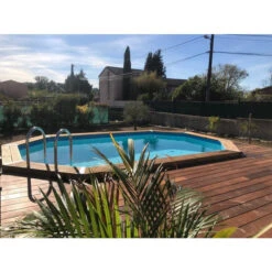 Piscine En Bois Octogonale Ubbink Azura 6,10 X 4 X 1,20 M - Liner Bleu -Equipements De Piscine piscine ubbink azura 610 400 120 bleu 1