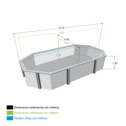 Piscine En Bois Octogonale Ubbink Azura 6,10 X 4 X 1,20 M - Liner Beige -Equipements De Piscine piscine ubbink azura 610 400 120 bleu 5 1