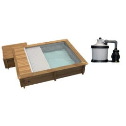 Piscine Urbaine Procopi En Bois 4,2 X 3,5 M - Couverture Automatique, Coffre, Filtration à Sable