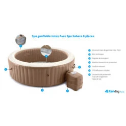 Spa Gonflable Intex PureSpa Sahara 8 Places -Equipements De Piscine spa gonflable intex 28412ex sahara caracteristiques