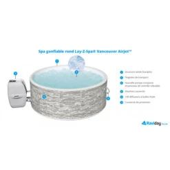 Spa Semi-rigide Bestway Lay-Z-Spa VANCOUVER AirJet Plus 5 Places -Equipements De Piscine spa gonflable rond lay z spa vancouver airjet plus caracteristiques